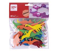 APLI Kids 18972 - Dinosaurios de goma EVA adhesiva de colores surtidos - 40 dinosaurios de formas surtidas para manualidades