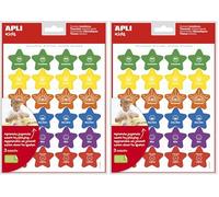 APLI Kids 19223 - Bolsa gomets de adhesivo removible con frases motivacionales para premiar la conducta infantil - 72 pegatinas de refuerzo positivo (Paquete de 2)