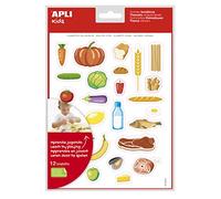 APLI Kids 19228 - Bolsa de gomets con temática de alimentación de adhesivo removible - 12 hojas de pegatinas de alimentos saludables