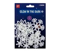 APLI 19256 - Pegatinas luminiscentes COPOS DE NIEVE - 12 adhesivos para techo y pared que brillan en la oscuridad