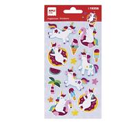 APLI Kids 19308 - Pegatinas de Unicornios con purpurina - Incluye 1 hoja con 16 pegatinas de adhesivo permanente. Ideales para Scrapbooking, decoración o DIY