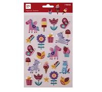 APLI Kids 19316 -Pegatinas de Flores y unicornios - Incluye 1 hoja con 23 pegatinas de adhesivo permanente. Ideales para Scrapbooking, decoración o DIY