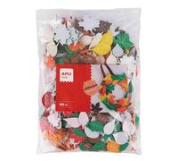 APLI Kids 19365 - Bolsa con 500 hojitas de árboles entre 3 y 5 cm, de goma EVA adhesiva en colores surtidos, material manualidades