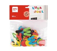 APLI Kids 19370 - Bolsa de 52 Letras imantadas de Goma EVA de Colores Surtidos, Juego niños abecedario magnético, 52 Imanes de Espuma EVA