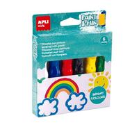 APLI Kids 19415 - Temperas en tubo con pincel, pintura infantil de colores brillantes, 6 pinceles de 13ml,juego de pintura lavable para niños
