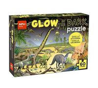APLI Kids 19435 - Puzle Fluorescente Glow in The Dark - Modelo Dinosaurios - Puzzle con Efecto neón, Brilla en la Oscuridad- 60 Piezas tamaño 6 x 6 cm