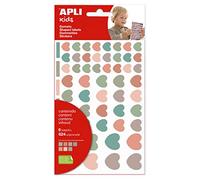 APLI Kids 19452 - Pegatinas Corazones "Nordik", 6 hojas de gomets de corazones, colores nordicos, tamaños surtidos, stickers con adhesivo removible