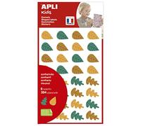 APLI Kids 19472 - Pegatinas hojas de árboles de otoño, 6 hojas de gomets, 2 formas de hoja en 3 -colores verde, naranja y marrón- stikers de adhesivo removible