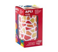 APLI Kids 19504 - Rollo de gomets con formas de mosaicos; colores rojo, naranja y amarillo; adhesivo removible