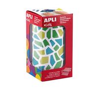 APLI Kids 19505 - Rollo de gomets con formas de mosaicos; colores azul, verde y amarillo; adhesivo removible