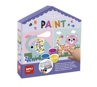 APLI Kids 19574 - My First Paint, Juego DIY de temática de animales para completar las láminas con pintura de dedos.