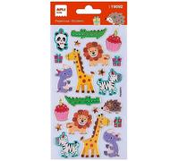 APLI Kids 19592 - Pegatinas Fiesta animales, 1 hoja con 22 stickers de adhesivo permanente. Ideales para Scrapbooking, decoración o DIY