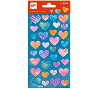 APLI Kids 19593 - Pegatinas Corazones holográficos, 1 hoja con 33 stickers de adhesivo permanente. Ideales para Scrapbooking, decoración o DIY