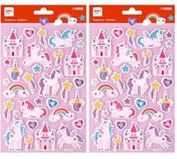 APLI Kids 19598 - Pegatinas Maxi Unicornios, 1 hoja con 32 stickers de adhesivo permanente. Ideales para Scrapbooking, decoración o DIY (Paquete de 2)