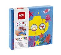 APLI Kids 19694 - Juego de gomets geométricos de Distintas Formas en Caja de cartón Modelo Transportes - Juego de Pegatinas para completar Las Ilustraciones