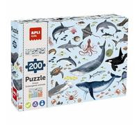 APLI Kids 19696 - Puzzle Educativo de Animales amenazados, Modelo Océano, 200 Piezas tamaño 6 x 3 cm