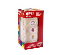 APLI Kids 19717 - Rollo de gometscon temática de flores salvajes, pegatinas con adhesivo permanente,900 stickers de flores, ideal para escuelas/guarderías o talleres infantiles.