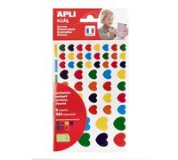 APLI Kids 19720 - Bolsa de gomets de corazones de tamaños y colores surtidos. 6 hojas de pegatinas corazones, stickers con adhesivo removible