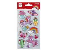 APLI Kids 19806 - Pegatinas Mundo unicornio, 1 hoja con 11 stickers. acabado puffy acolchado, Ideales para Scrapbooking, decoración o DIY