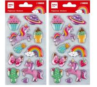 APLI Kids 19806 - Pegatinas Mundo unicornio, 1 hoja con 11 stickers. acabado puffy acolchado, Ideales para Scrapbooking, decoración o DIY (Paquete de 2)