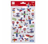 APLI Kids 19808 - Pegatinas maxi Vehículos aéreos, 1 hoja con 31 stickers con acabados plateados en relieve, de adhesivo permanente. Ideales para Scrapbooking, decoración o DIY