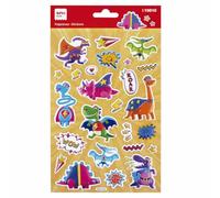 APLI Kids 19810 - Pegatinas maxi Superhéroes dinosaurios, 1 hoja con 25 stickers de dinosaurios en forma de superhéroes, acabado puffy acolchado, Ideales para Scrapbooking, decoración o DIY