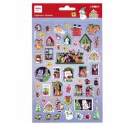 APLI Kids 19811 - Pegatinas navideñas (temática Adviento Casa), 52 stickers de adhesivo permanente con efecto puffy y relieve. Ideales para Scrapbooking, DIY o decorar regalos, tarjetas…