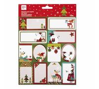 APLI Kids 19815 - Etiquetas regalo Navidad (modelo Reno bufanda), 12 pegatinas con acabados dorados para identificar y decorar los regalos, 1 hoja de adhesivos