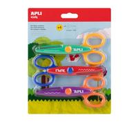 APLI Kids 20001 -Set de Tijeras Creativas preescolares Infantiles 13,5 cm - Incluye Tijera Curva, Dentada y Zigzag - Fomenta la Creatividad en Niños +4 Años - Blíster de 3 Tijeras
