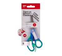 APLI Kids 20004 -Tijera Escolar Infantil con Etiqueta Azul 13,5 cm - Personalizable con Nombre - Seguridad y Comodidad para Niños +4 Años