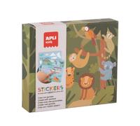 APLI Kids 20076 - Juego de gomets para completar Las Ilustraciones- Pegatinas Multicolor geométricas con fichas en Caja de cartón -Modelo Safari