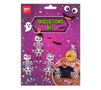 APLI Kids 20790 - Craft Kit Esqueletos Halloween, 5 Unidades | Kit Creativo para Montar y Decorar 5 Esqueletos Articulados de Halloween con Piezas de Foam, a Partir de 5 Años