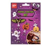 APLI Kids 20791 - Craft Kit Monstruos Saltones Halloween, 8 Unidades | Kit Creativo para Montar 8 Monstruos Saltones con Piezas de Foam, Muelles y Ventosas, a Partir de 5 Años