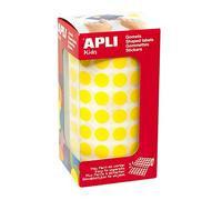 APLI Kids 4851 - Gomets autoadhesivos circulares 10,5mm amarillo en rollo, pegatinas redondas