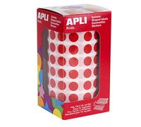 APLI Kids 4853 - Gomets autoadhesivos circulares 10,5 mm rojo en rollo, pegatinas rojas