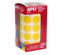 APLI Kids 4859 - Gomets autoadhesivos circulares 20 mm amarillo en rollo, pegatinas redondas
