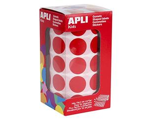 APLI Kids 4861 - Gomets autoadhesivos circulares 20mm rojo en rollo, pegatinas redondas