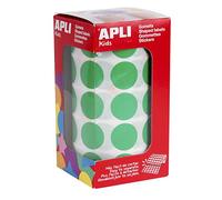 APLI Kids 4862 - Gomets autoadhesivos circulares 20mm verde en rollo, pegatinas redondas
