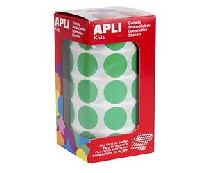 APLI Kids 4862 - Gomets autoadhesivos circulares 20mm verde en rollo, pegatinas redondas