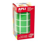 APLI Kids 4878 - Gomets autoadhesivos cuadrados 20x20 mm, color verde en rollo de 1770 pegatinas