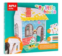 APLI Kids- Juego Pintar,Casa automontable de Cartón con Ceras y Stickers (16716)