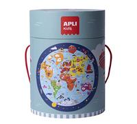 APLI Puzle circular Mapamundi – 48 piezas – Diseño infantil multicolor – Cartón – 5 años