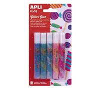 APLI Kids- Rotulador, glitter glue arcoiris 3D, 5 colores (17611)