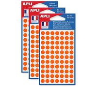 Apli - Lote de 3 bolsas de 462 pegatinas de señalización redondas, 8 mm, color naranja