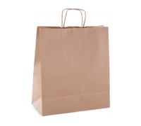 Apli pack de 50 bolsas de papel kraft marrón con asas retorcidas, reutilizables y reciclables