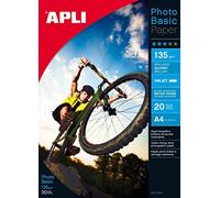 APLI 4134 - Papel fotográfico Photobasic A4, 135 g, pack de 60 hojas con acabado brillante, apto impresoras inkjet