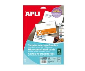 Apli Paper 10608 Tarjeta Visita Blanca Microperforada 10H