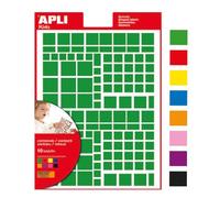 Apli - Paquete de 10 folios de 160 x 216 mm. con 1260 cuadrados adhesivos de colores surtidos