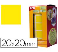 Apli Pegatinas Autoadhesivas Cuadradas 20X20 mm Amarillo en Rollo