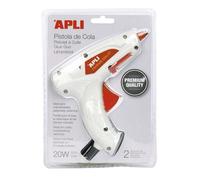 APLI PISTOLA DE COLA 20W PREMIUM +2 BARRAS SILICONA 10CM X 7.5MM ADHESIVOS 21x15x6 Cms.